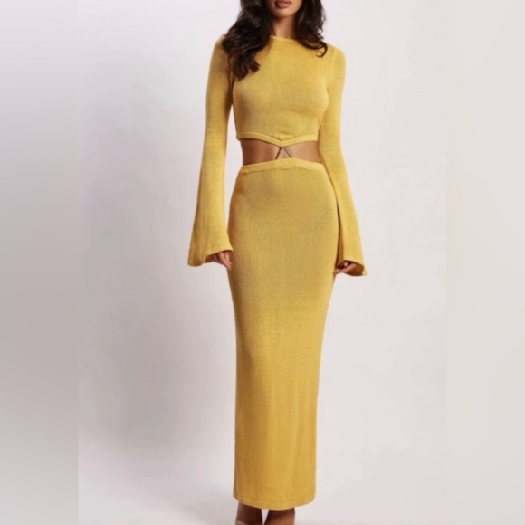 Meshki Mustard Pencil Skirt - Picture 3 of 6